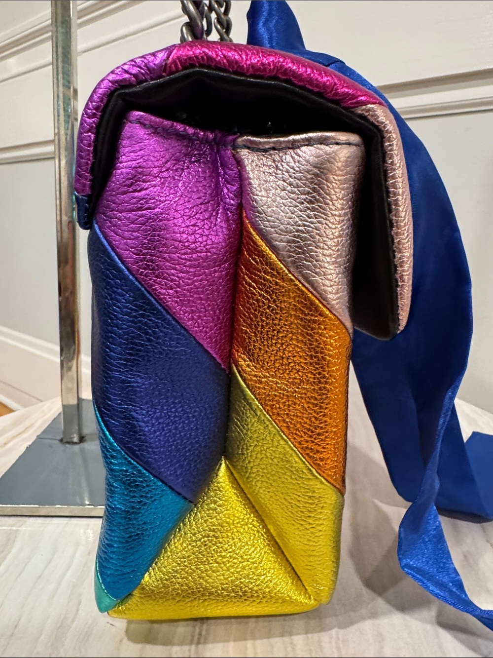 Kurt Geiger Bag Large Kensington Rainbow Leather Shoulder Chain Bag - Picture 8 of 17